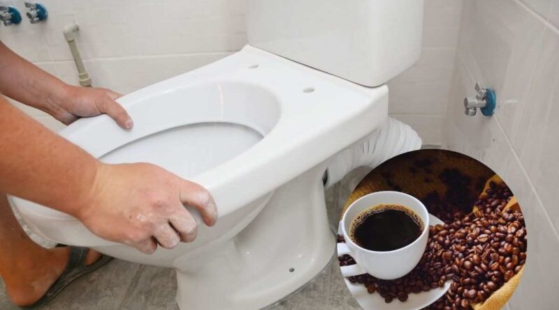 il caffè nel water per pulirlo